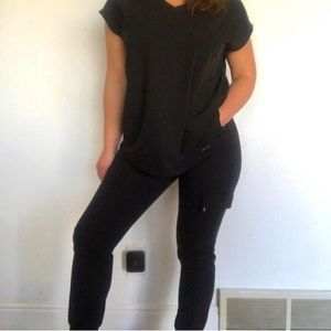 Jaanu Black Jogger Scrub Set, Sz XS